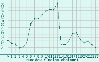 Courbe de l'humidex pour Tirgu Jiu