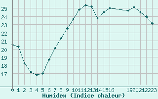 Courbe de l'humidex pour Kleine-Brogel (Be)