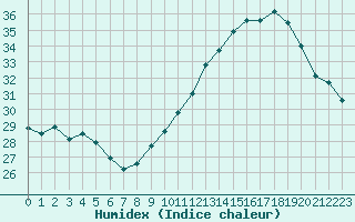 Courbe de l'humidex pour Jan (Esp)