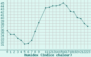 Courbe de l'humidex pour Timimoun