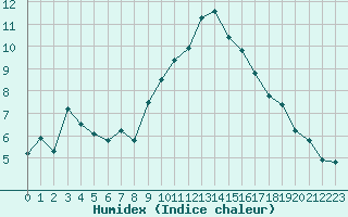 Courbe de l'humidex pour Kaisersbach-Cronhuette