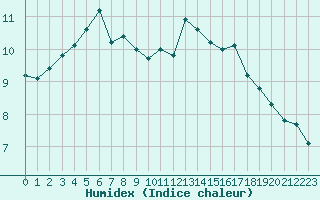 Courbe de l'humidex pour Tour-en-Sologne (41)