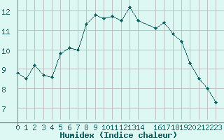 Courbe de l'humidex pour Evanger