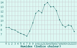 Courbe de l'humidex pour Angermuende