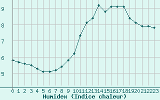 Courbe de l'humidex pour Amur (79)