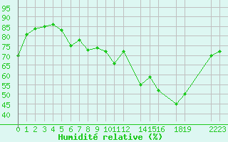 Courbe de l'humidit relative pour Nesbyen-Todokk