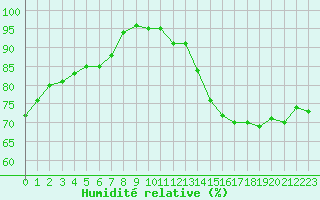 Courbe de l'humidit relative pour Castres-Nord (81)