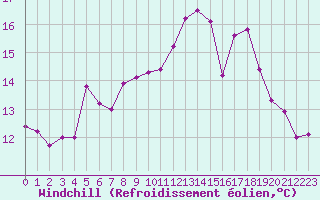 Courbe du refroidissement olien pour Brest (29)