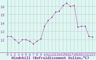 Courbe du refroidissement olien pour Brignogan (29)