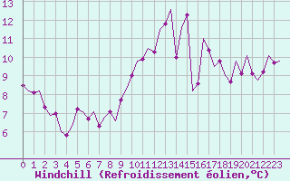 Courbe du refroidissement olien pour Bueckeburg