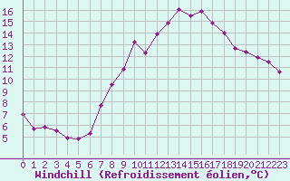 Courbe du refroidissement olien pour Berus