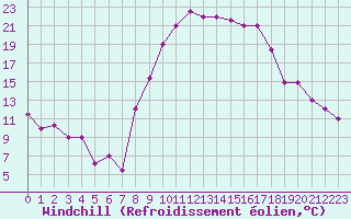 Courbe du refroidissement olien pour Mecheria