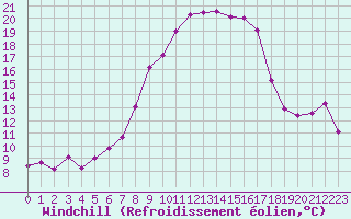 Courbe du refroidissement olien pour Schpfheim