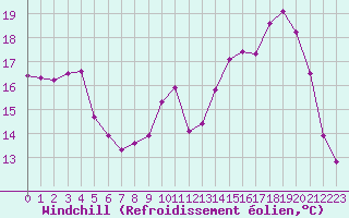 Courbe du refroidissement olien pour Le Touquet (62)