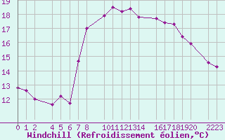 Courbe du refroidissement olien pour guilas
