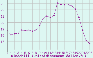 Courbe du refroidissement olien pour Calvi (2B)