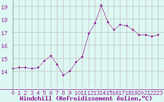 Courbe du refroidissement olien pour Chassiron-Phare (17)