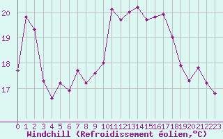 Courbe du refroidissement olien pour Ile Rousse (2B)