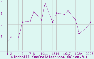 Courbe du refroidissement olien pour Straumnesviti