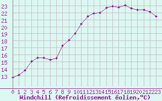 Courbe du refroidissement olien pour Pirou (50)