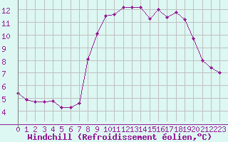 Courbe du refroidissement olien pour Cap de la Hague (50)
