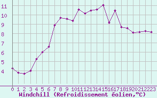 Courbe du refroidissement olien pour Feldberg-Schwarzwald (All)