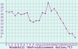 Courbe du refroidissement olien pour Zurich Town / Ville.