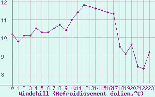 Courbe du refroidissement olien pour Pointe du Raz (29)
