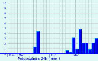 Graphique des précipitations prvues pour Bastogne