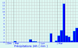 Graphique des précipitations prvues pour Hausgauen