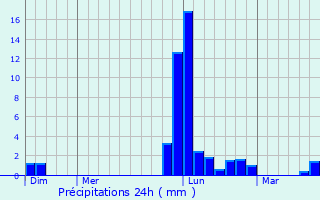 Graphique des précipitations prvues pour Neuffons