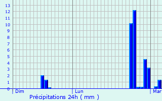 Graphique des précipitations prvues pour Bouville