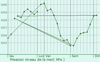 Graphe de la pression atmosphrique prvue pour Survie