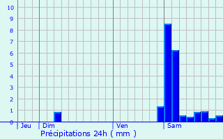 Graphique des précipitations prvues pour Saint-Martin