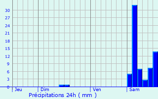 Graphique des précipitations prvues pour Solomiac