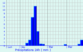 Graphique des précipitations prvues pour Charly-Oradour