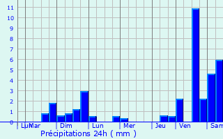 Graphique des précipitations prvues pour Vendat