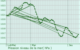 Graphe de la pression atmosphrique prvue pour Montgut-Bourjac