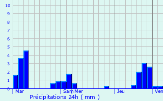 Graphique des précipitations prvues pour Salsein