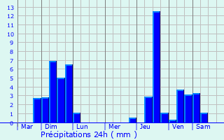 Graphique des précipitations prvues pour Braunfels