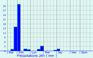 Graphique des précipitations prvues pour Montfroc