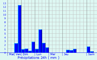 Graphique des précipitations prvues pour Goin