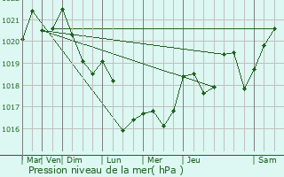 Graphe de la pression atmosphrique prvue pour Baume-les-Dames