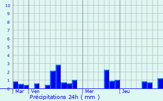 Graphique des précipitations prvues pour Brains-sur-Ge