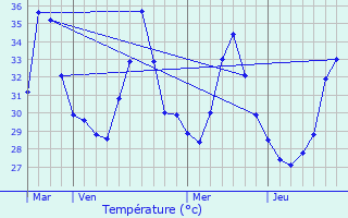 Graphique des tempratures prvues pour Panruti