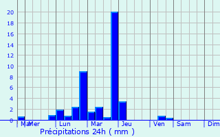 Graphique des précipitations prvues pour Satara