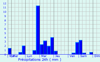 Graphique des précipitations prvues pour Blac