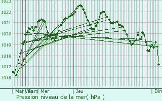 Graphe de la pression atmosphrique prvue pour Maicanesti