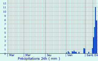 Graphique des précipitations prvues pour Les Junies