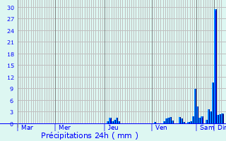 Graphique des précipitations prvues pour Pineuilh